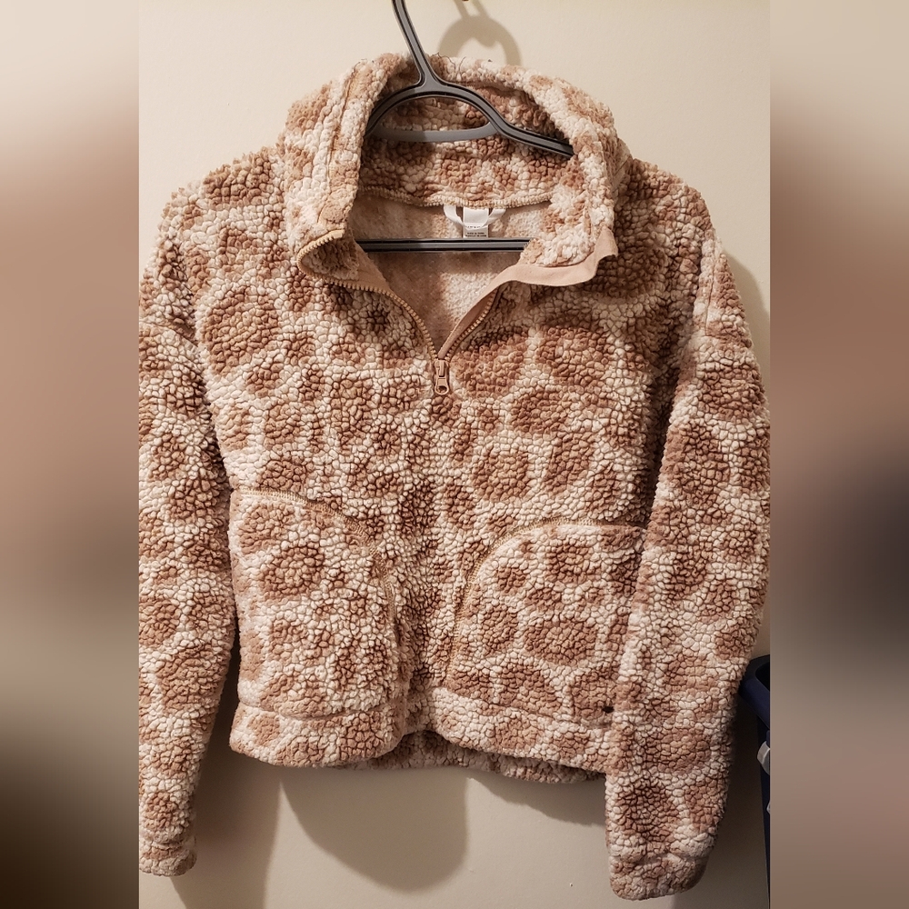 Trendy Tan Teddy Jacket with Plush Texture